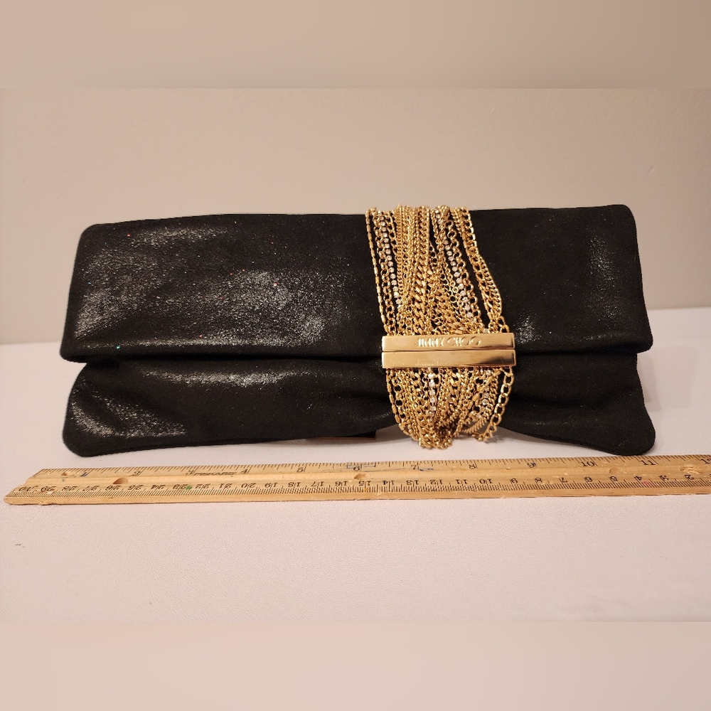 Jimmy Choo Chandra shimmer suede clutch